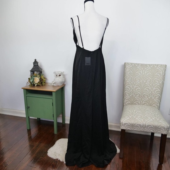 NBD Charlise Black Twisted Cut Out Maxi Gown Size L High Slit Long Dress Revolve - Picture 6 of 8